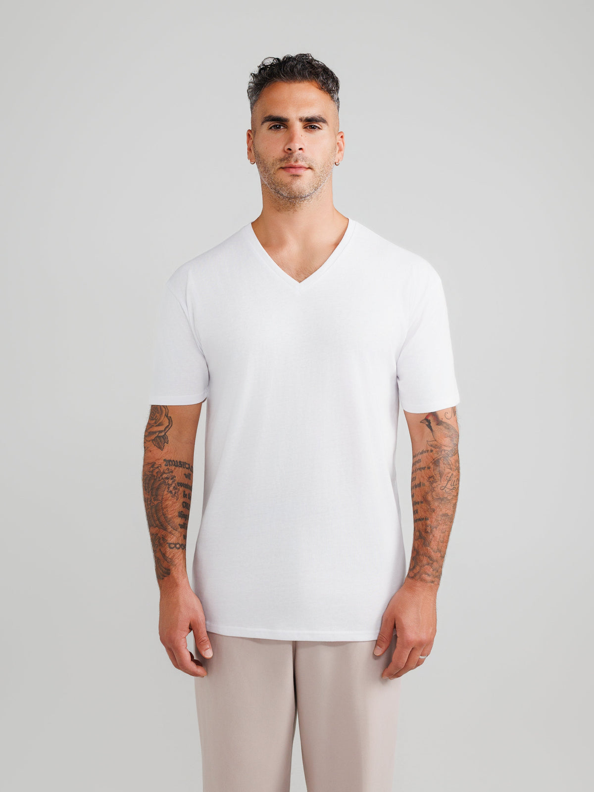 Wit V-Hals T-Shirts