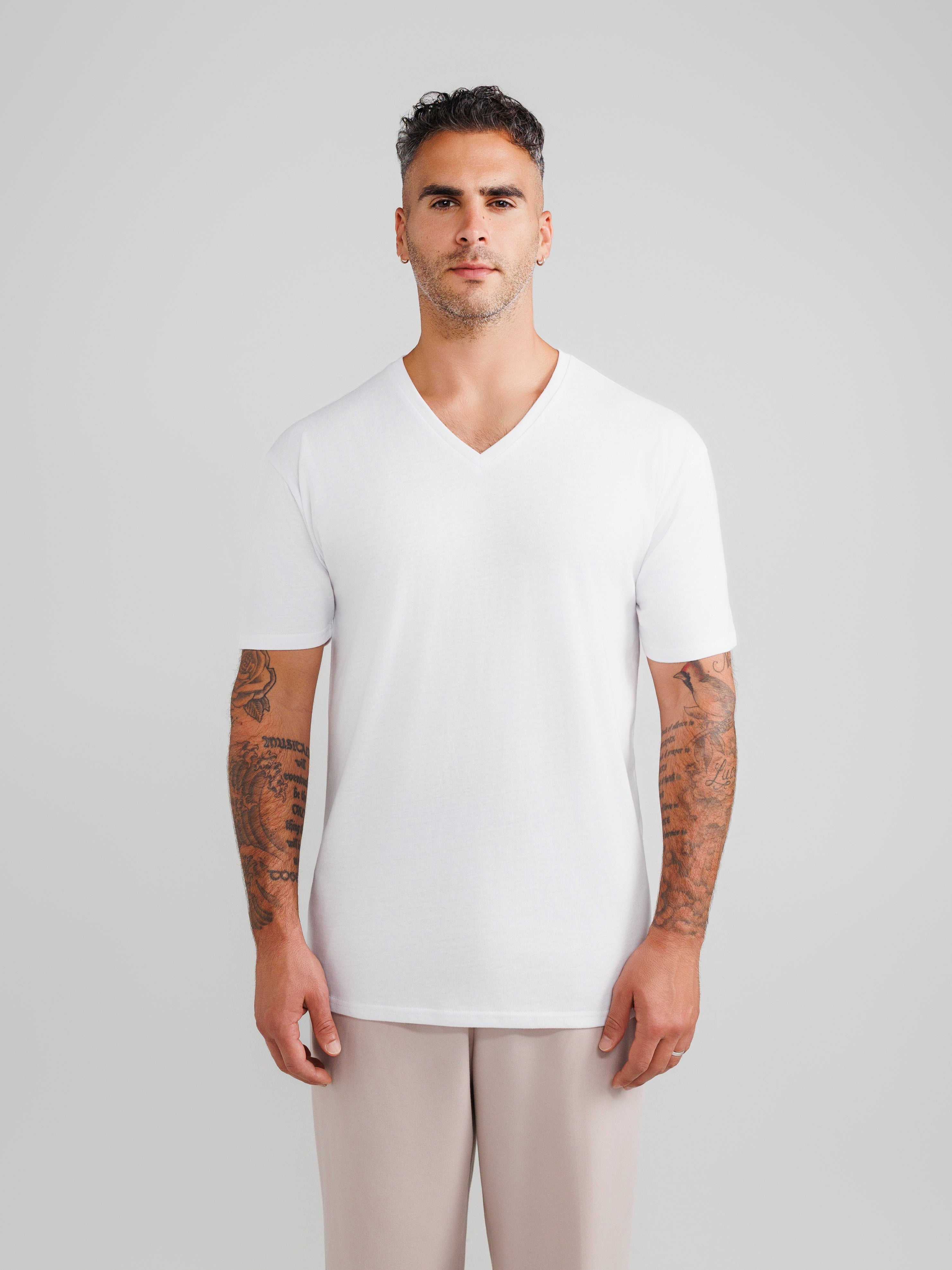 Wit V-Hals T-Shirts