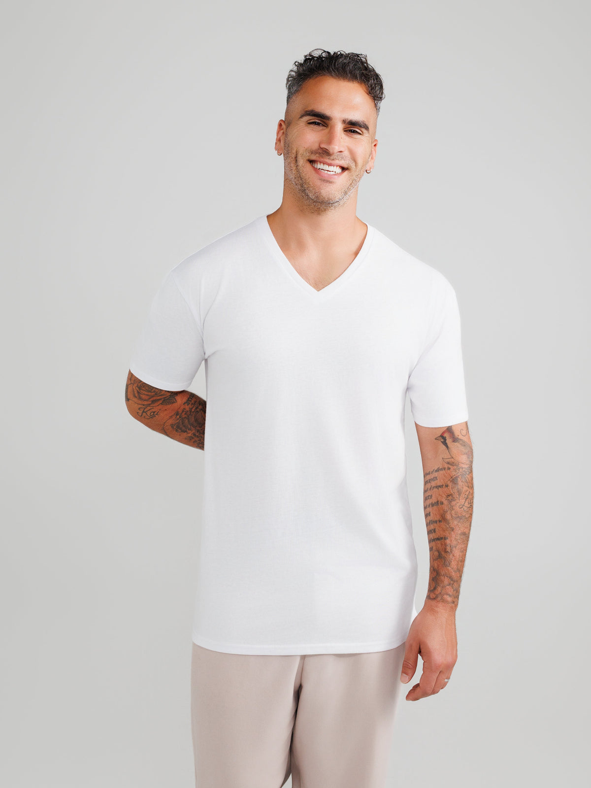 Wit V-Hals T-Shirts