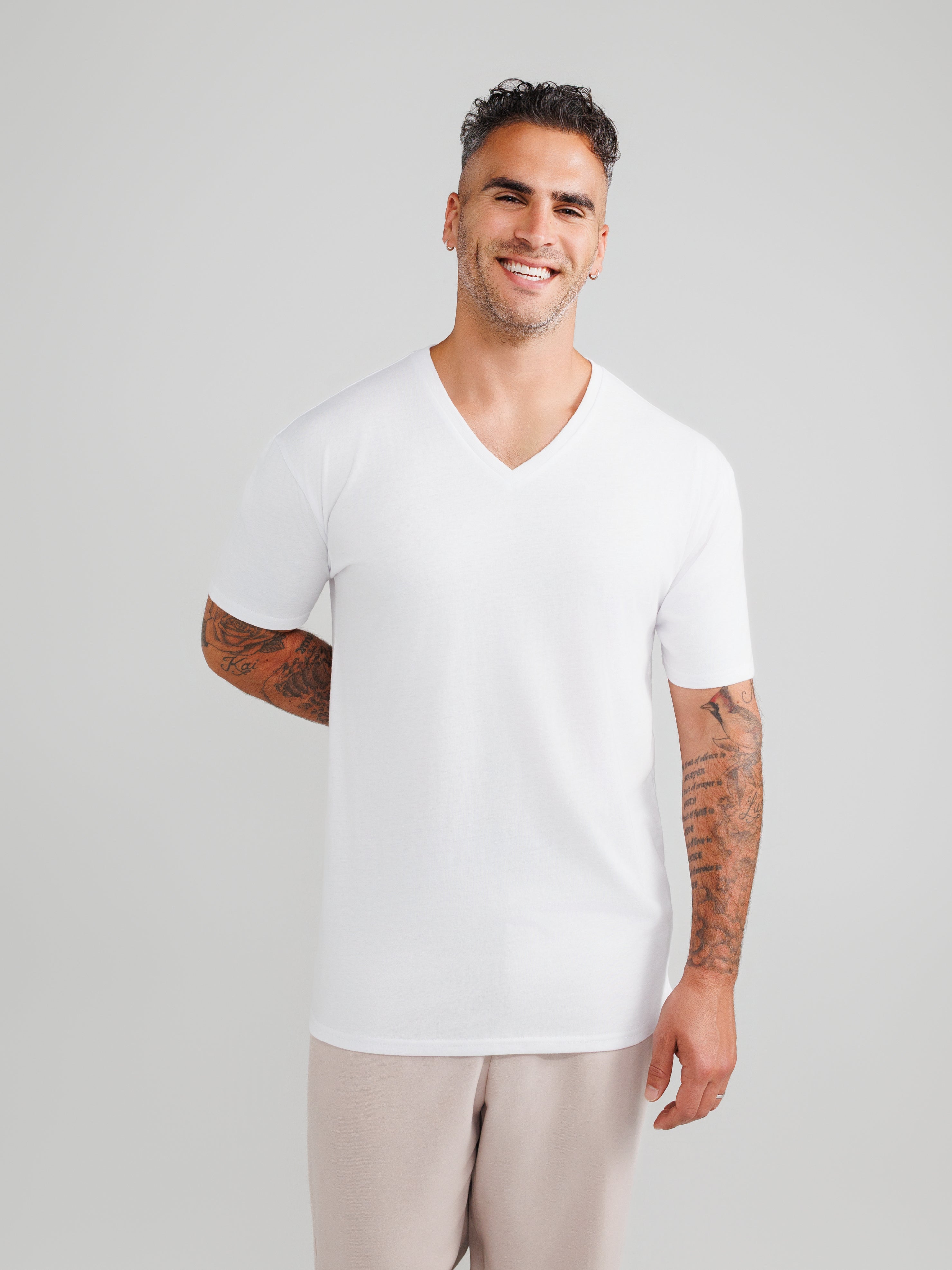 Wit V-Hals T-Shirts