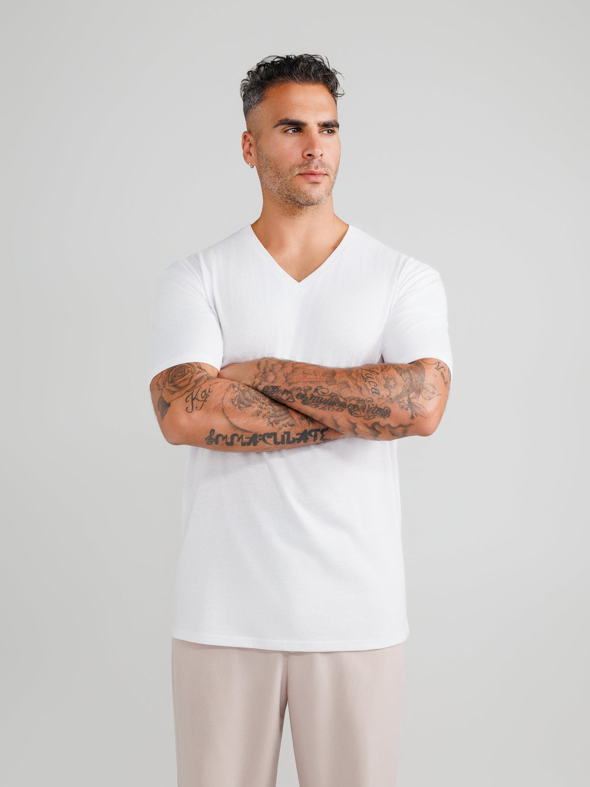 Wit V-Hals T-Shirts