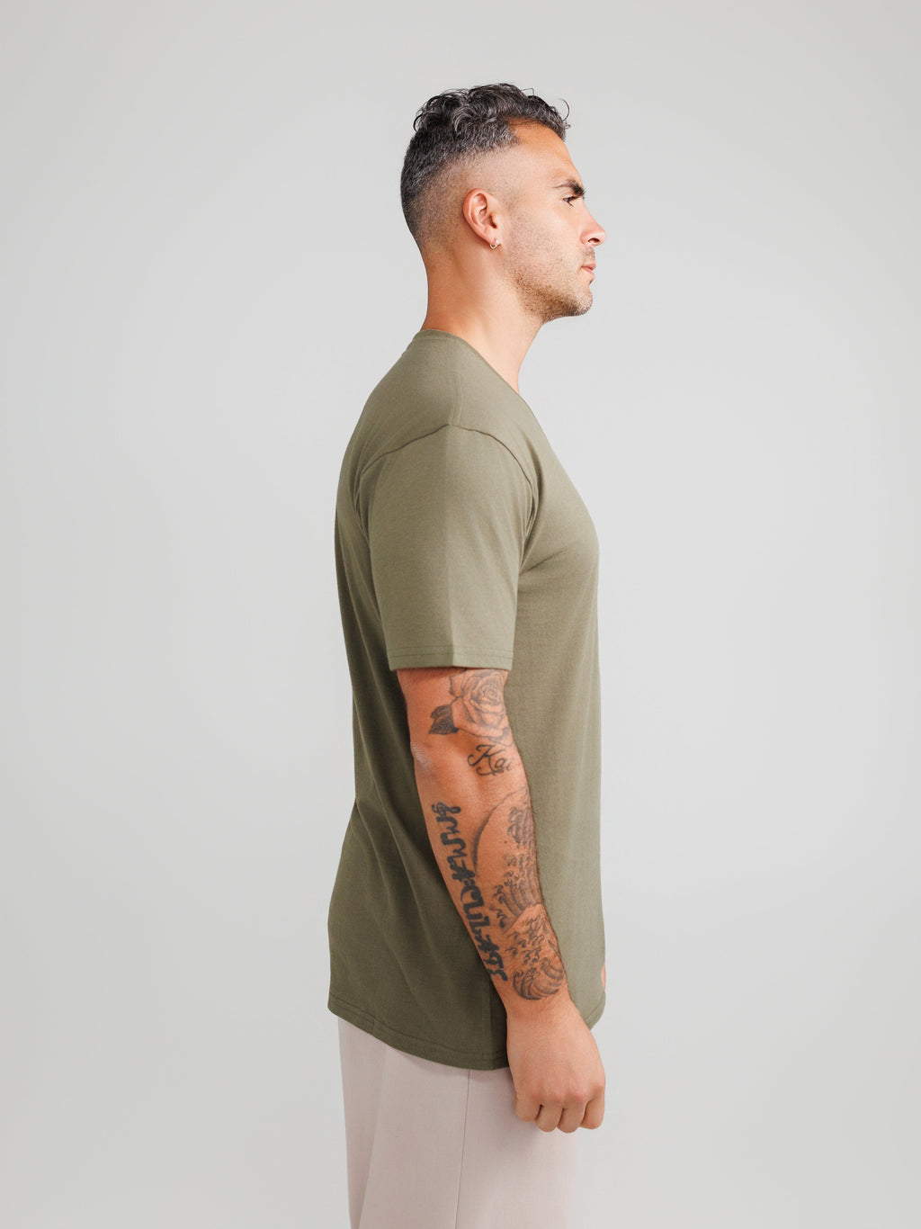 Olive V-Hals T-shirt