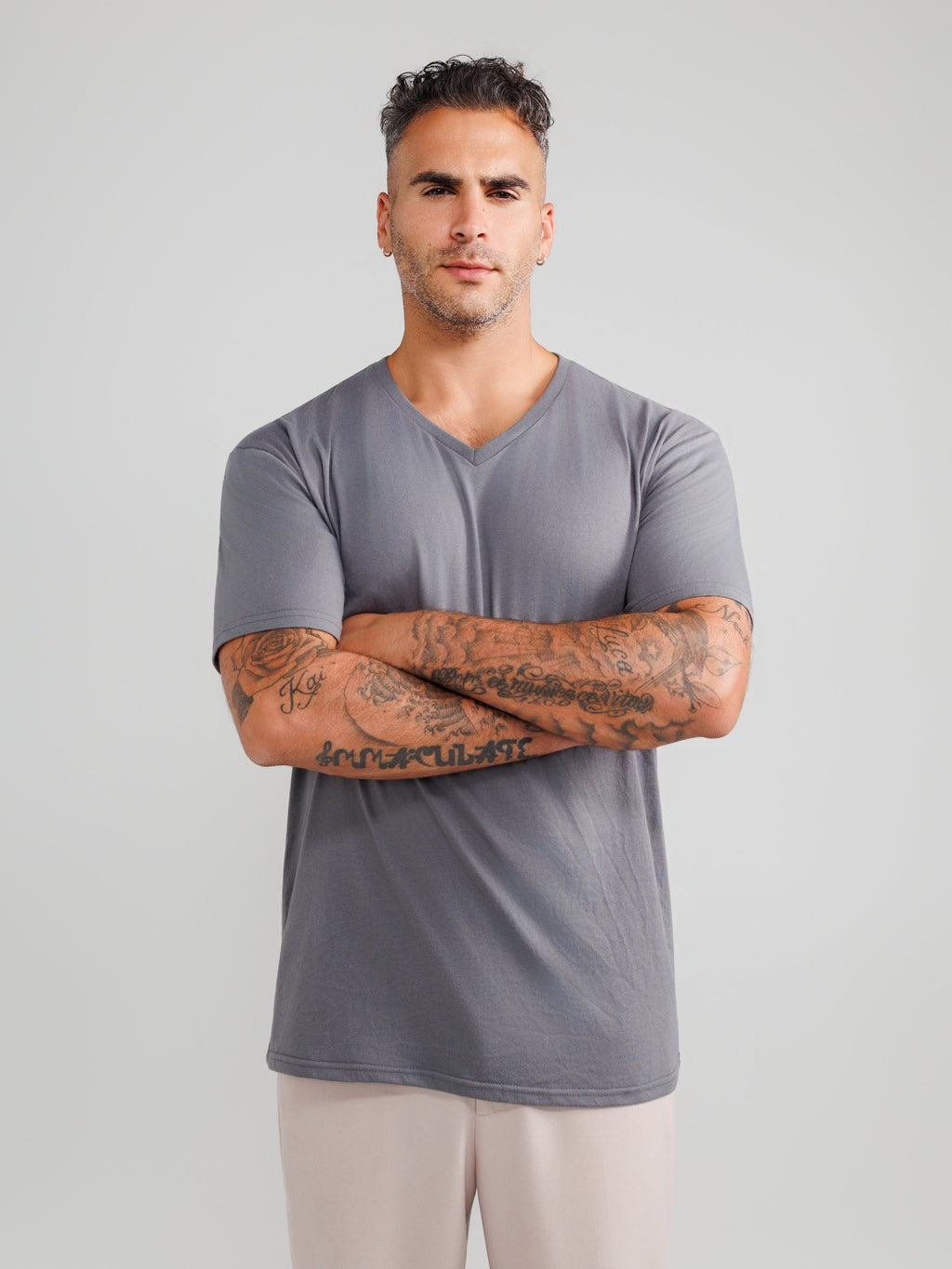 Dark Grey V-Hals T-shirt